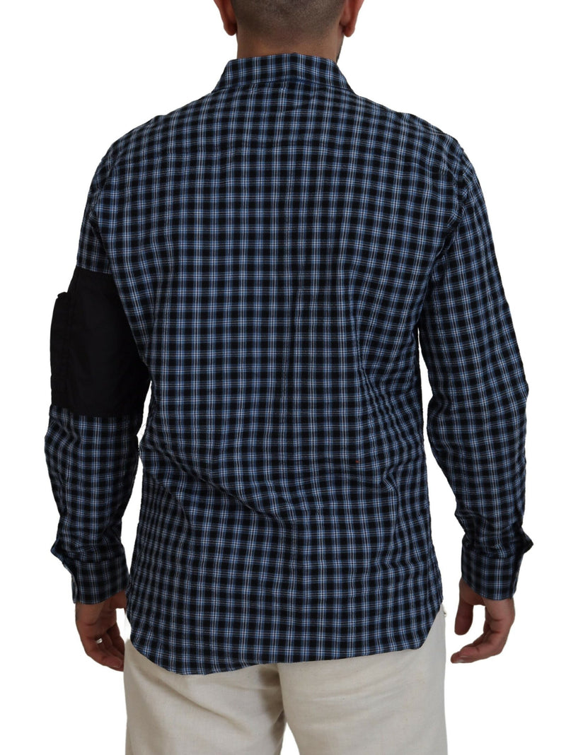 Chemise à manches longues pour homme Dsquared² multicolore à carreaux noirs sur les bras