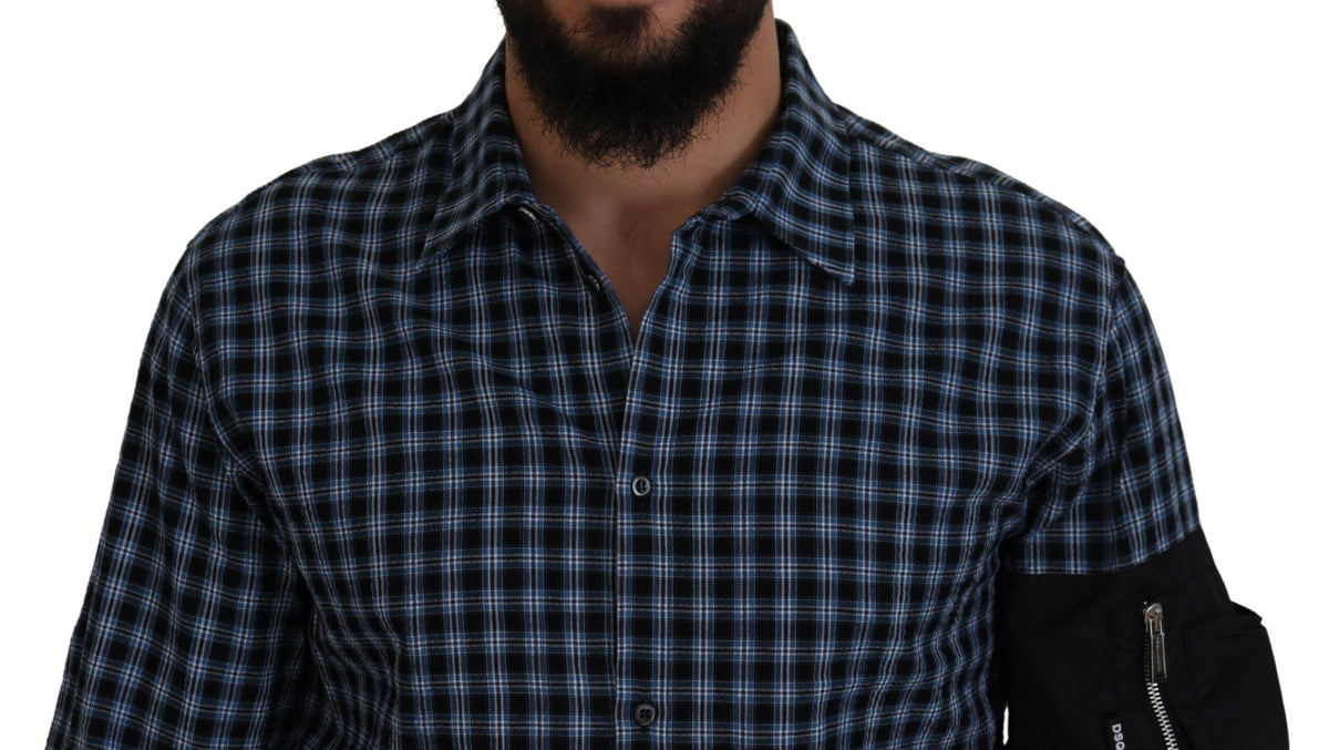Chemise à manches longues pour homme Dsquared² multicolore à carreaux noirs sur les bras