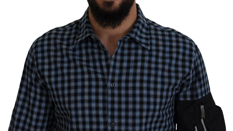Chemise à manches longues pour homme Dsquared² multicolore à carreaux noirs sur les bras