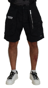 Shorts cargo boxer en coton noir au-dessus du genou Dsquared²