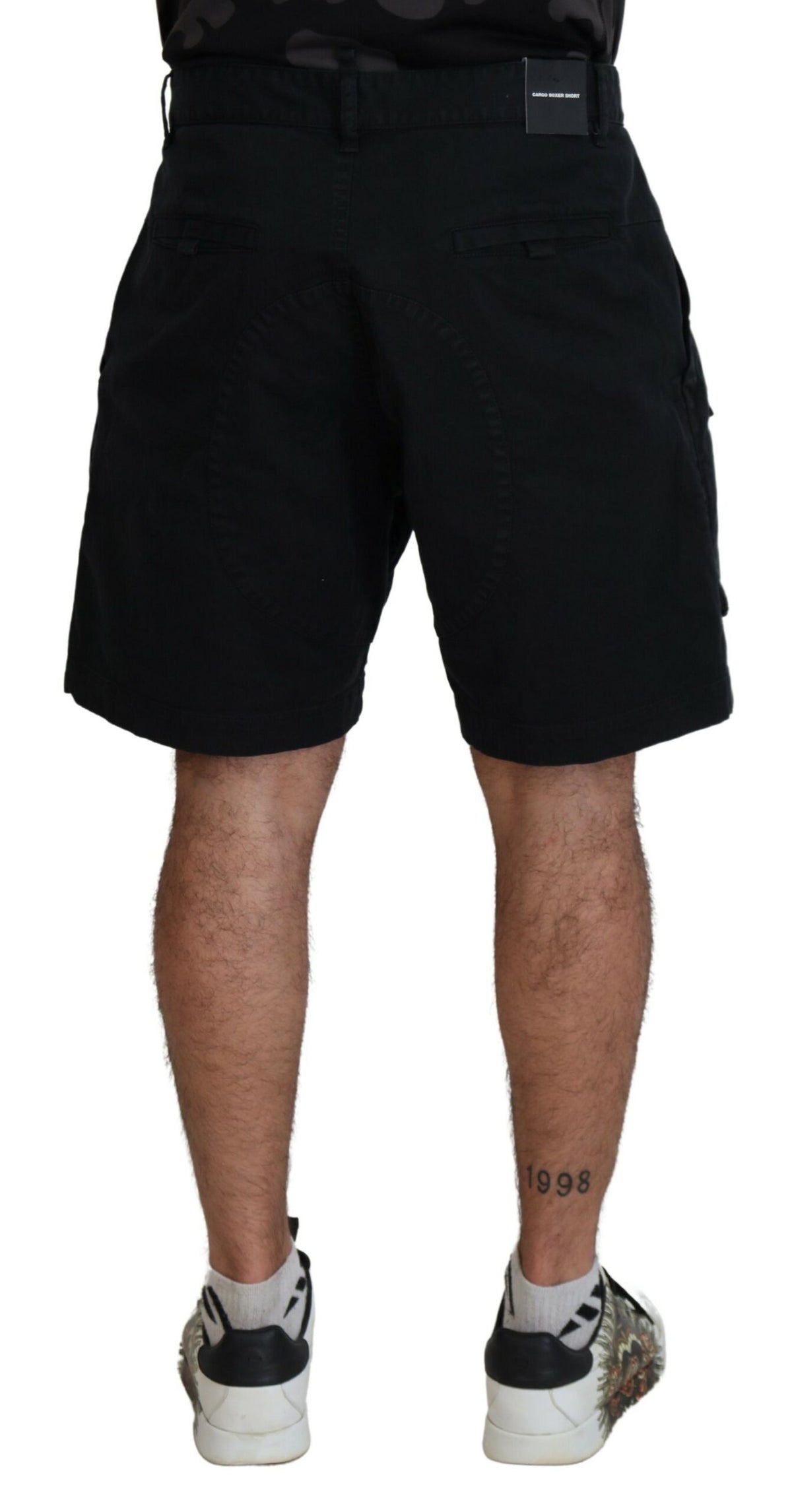 Shorts cargo boxer en coton noir au-dessus du genou Dsquared²