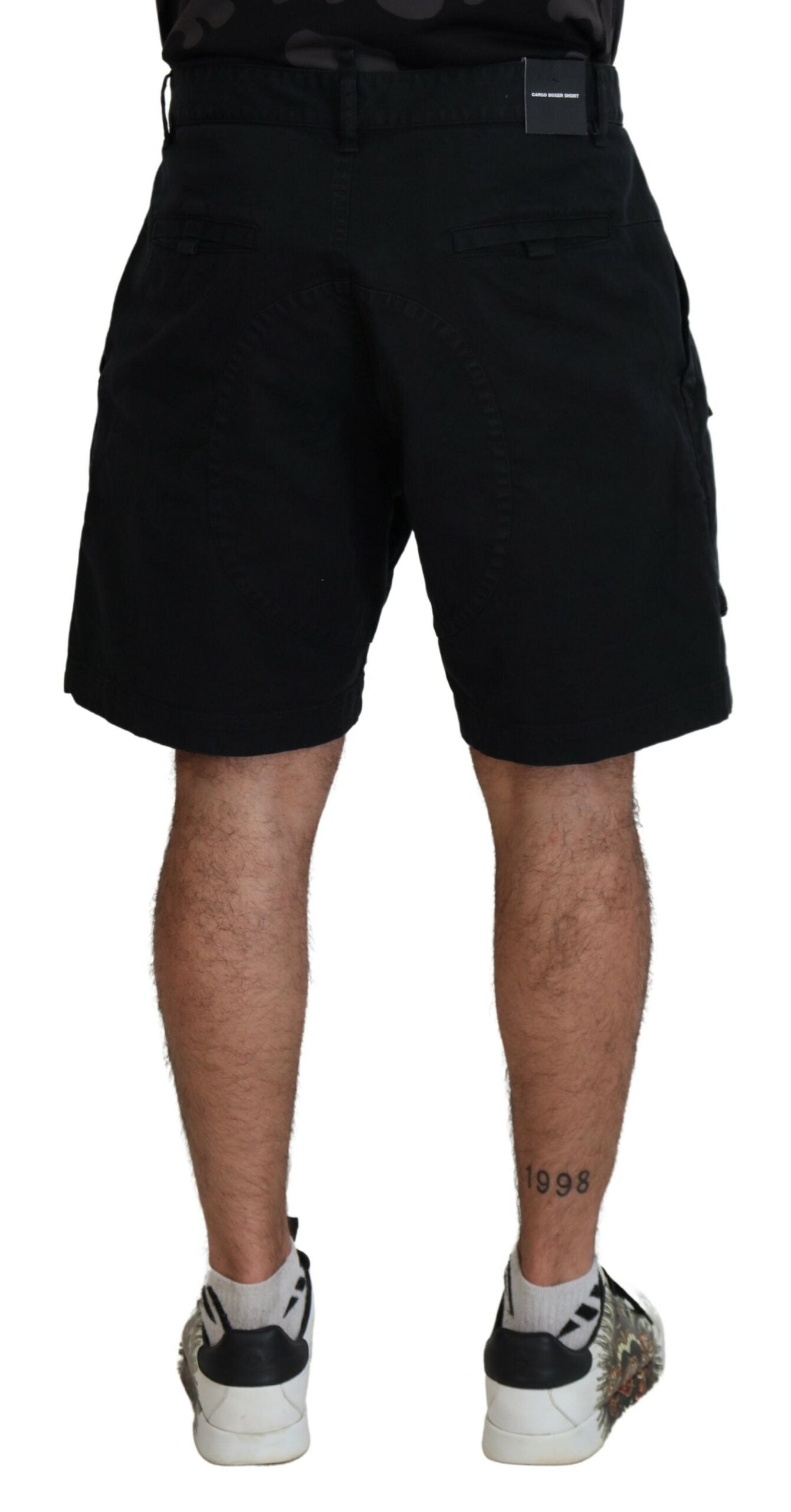 Dsquared² Zwarte katoenen cargo-boxershorts boven de knie