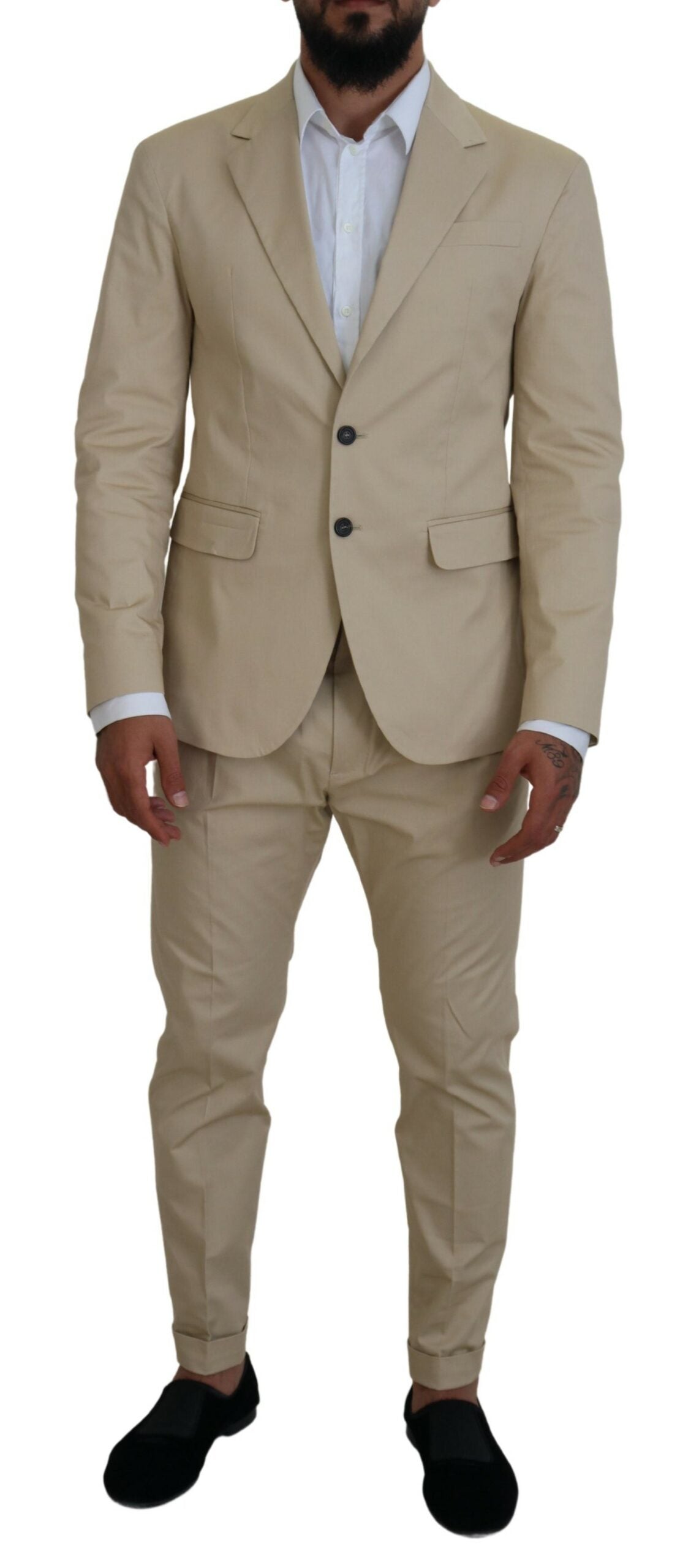 Dsquared² CIPRO Costume Beige en Coton à Deux Pièces