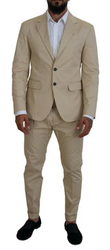 Dsquared² CIPRO Costume Beige en Coton à Deux Pièces