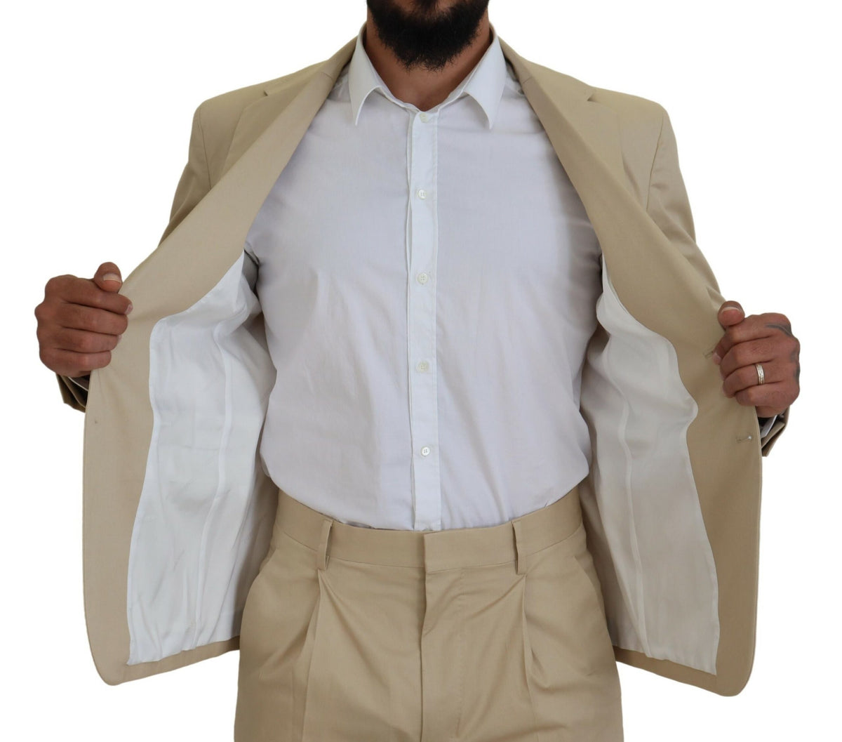 Dsquared² CIPRO Costume Beige en Coton à Deux Pièces