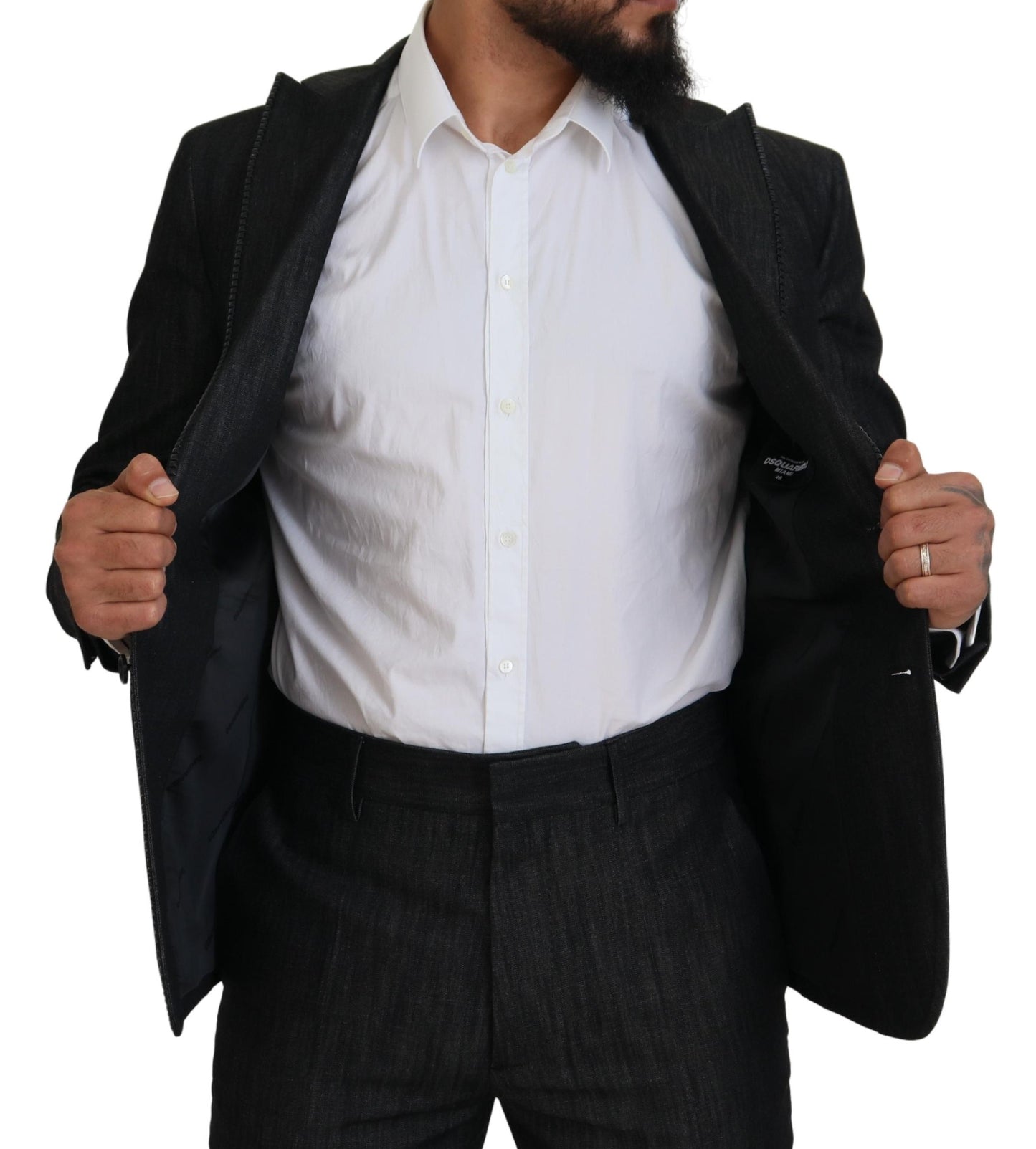 Dsquared² Costume MIAMI 2 pièces en coton noir à simple boutonnage