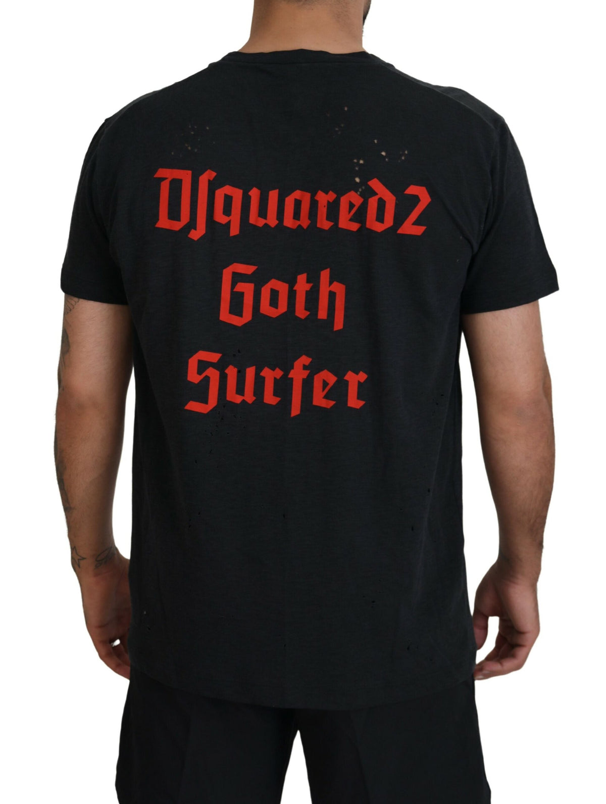 T-shirt en coton à manches courtes noir Dsquared² orné de chaînes