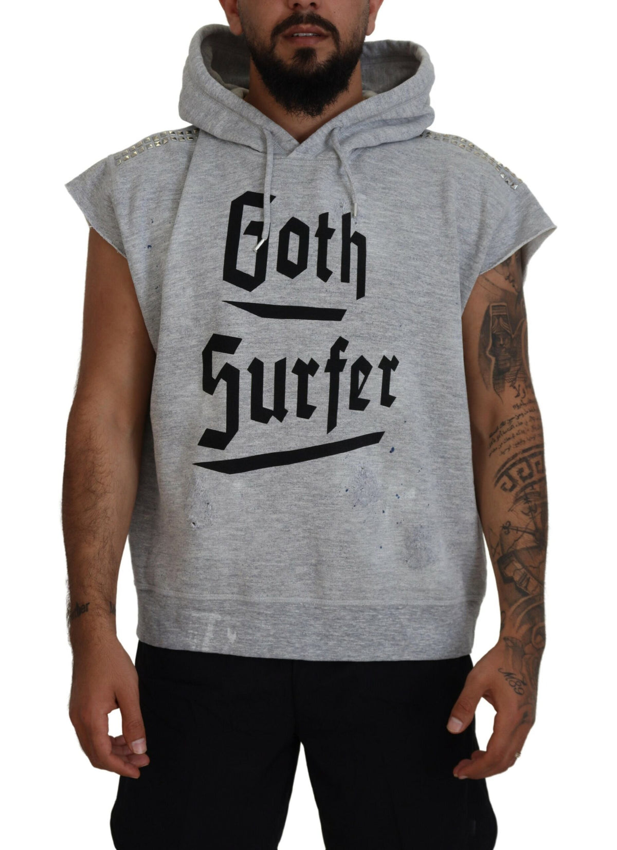 T-shirt à manches courtes et capuche en coton gris clair de Dsquared²