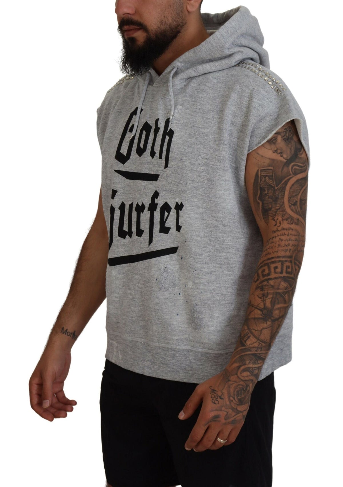T-shirt à manches courtes et capuche en coton gris clair de Dsquared²