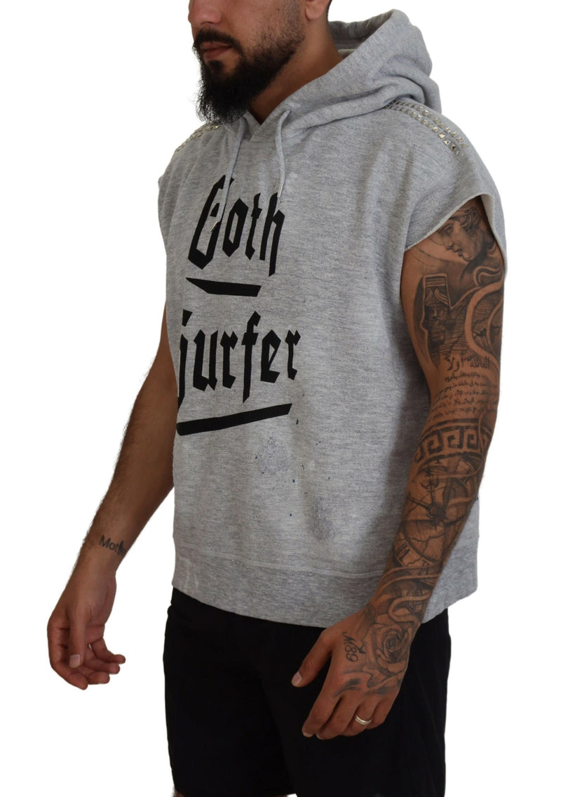 T-shirt à manches courtes et capuche en coton gris clair de Dsquared²