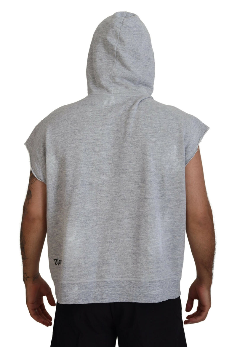 T-shirt à manches courtes et capuche en coton gris clair de Dsquared²