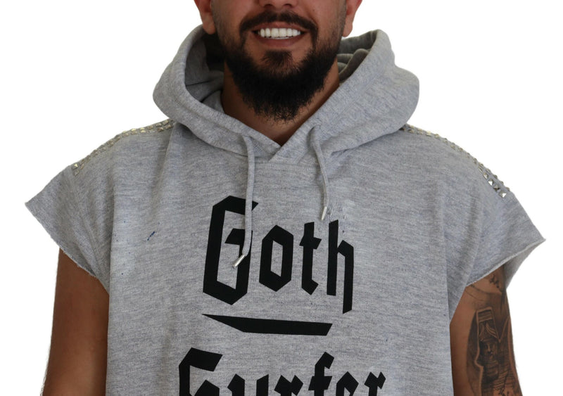 T-shirt à manches courtes et capuche en coton gris clair de Dsquared²