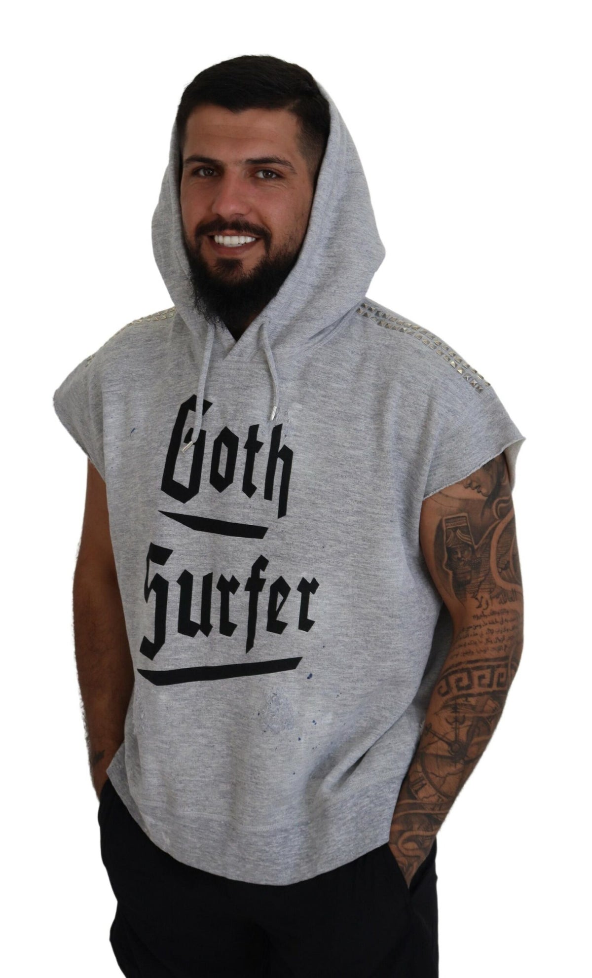 T-shirt à manches courtes et capuche en coton gris clair de Dsquared²