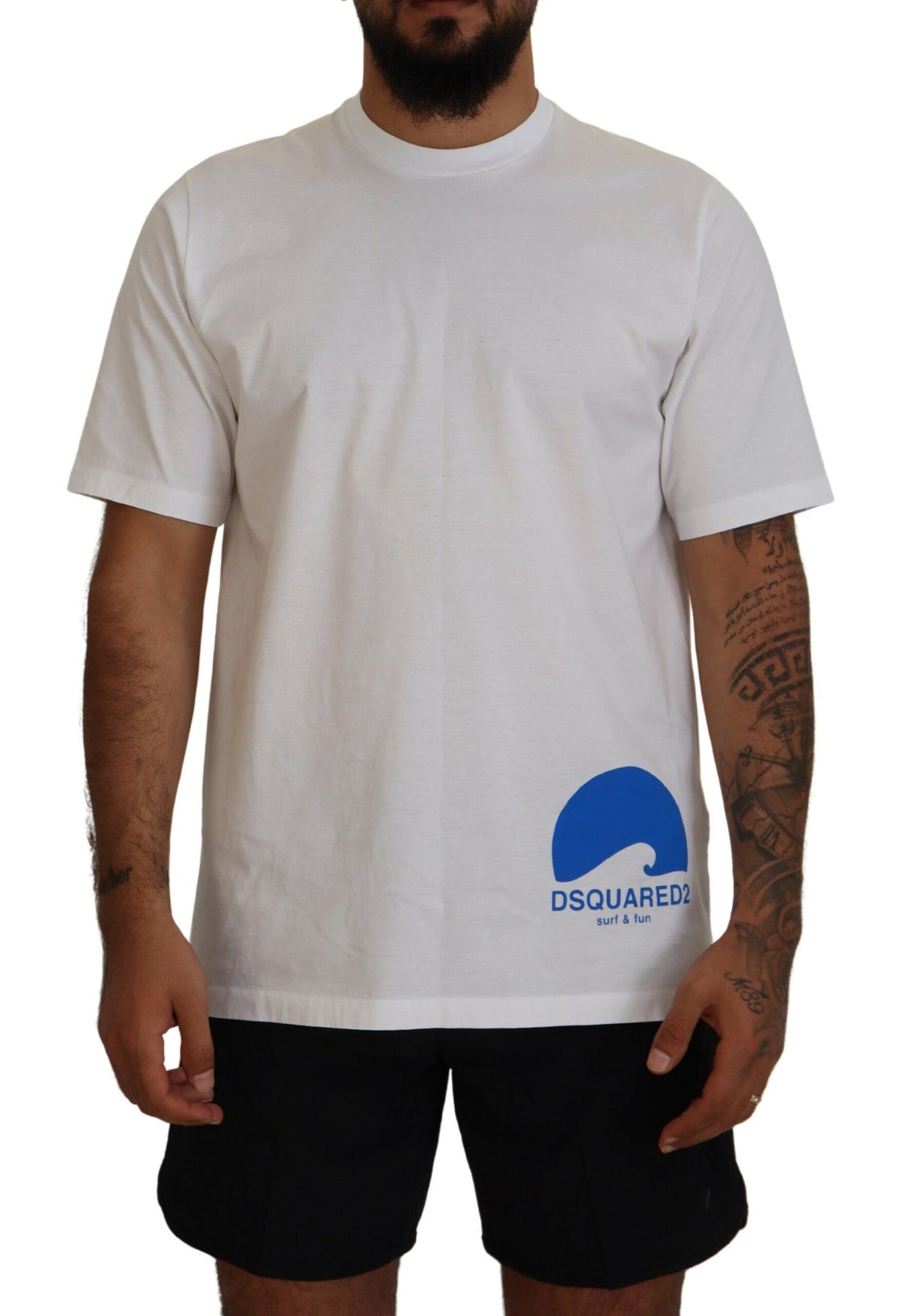 T-shirt blanc en coton à manches courtes et col rond de Dsquared²