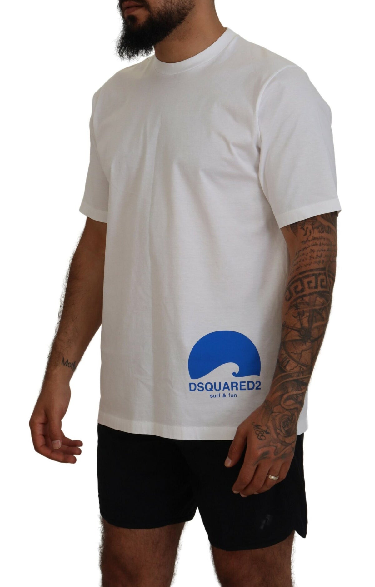 T-shirt blanc en coton à manches courtes et col rond de Dsquared²