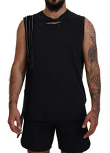 Dsquared² T-shirt homme noir sans manches orné de chaînes