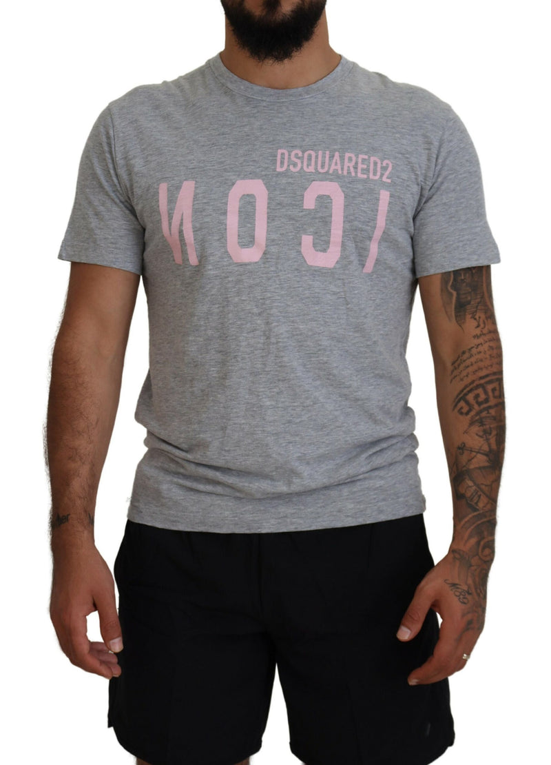 T-shirt à manches courtes et col rond en coton gris avec logo Dsquared²