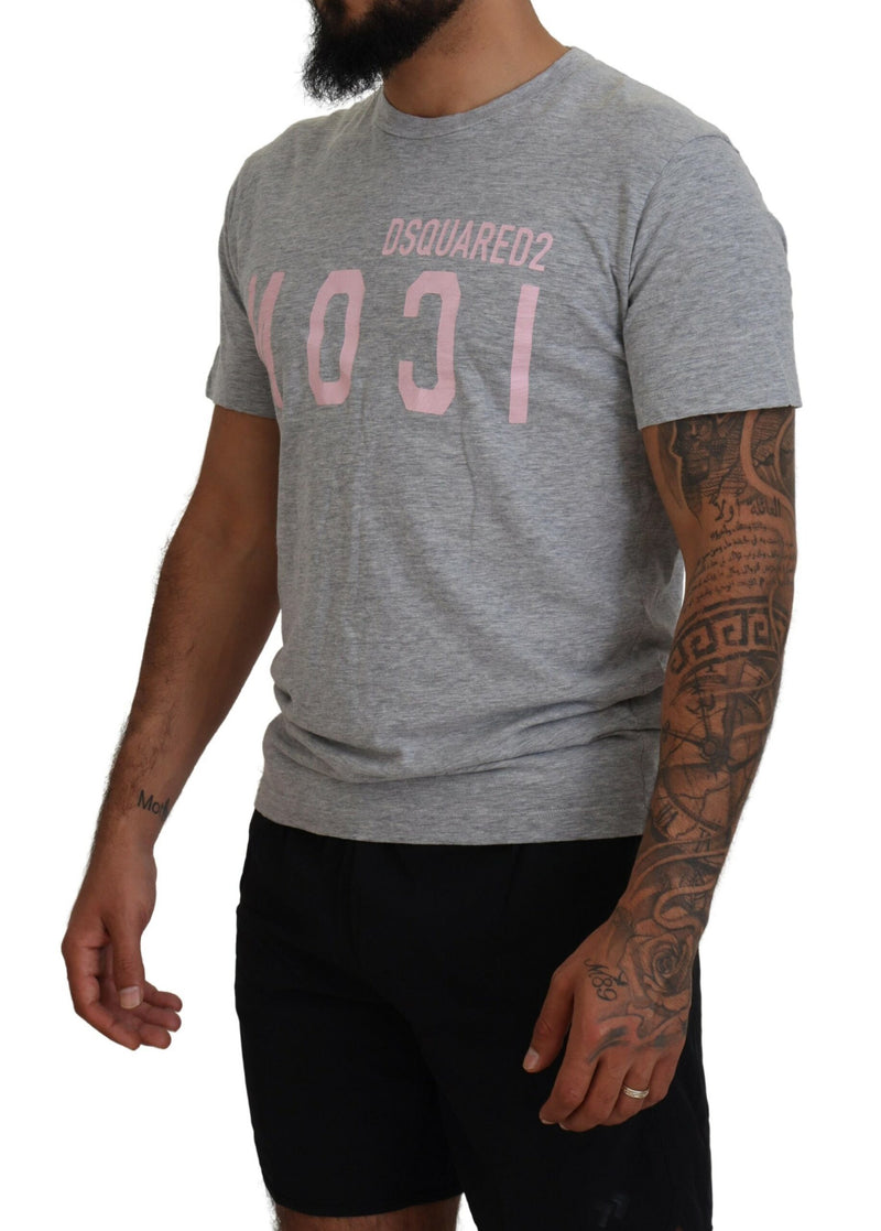 T-shirt à manches courtes et col rond en coton gris avec logo Dsquared²