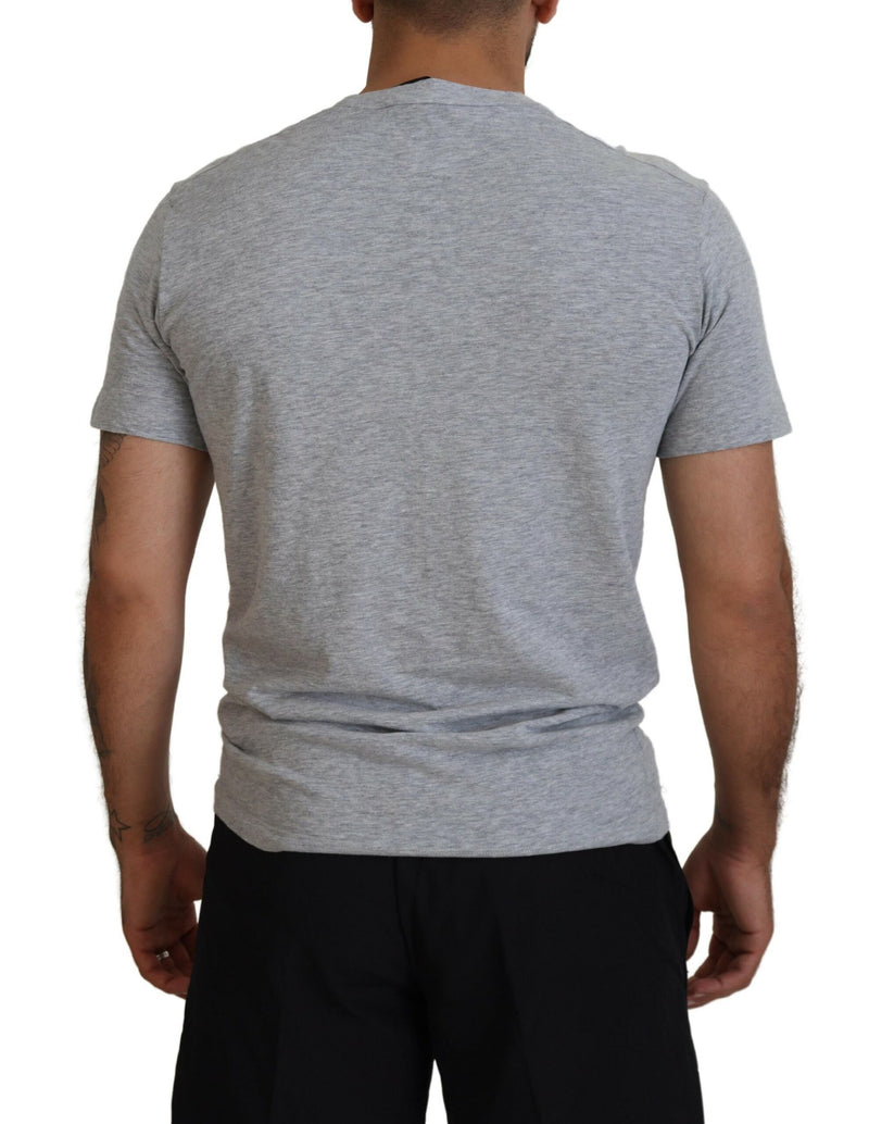 T-shirt à manches courtes et col rond en coton gris avec logo Dsquared²