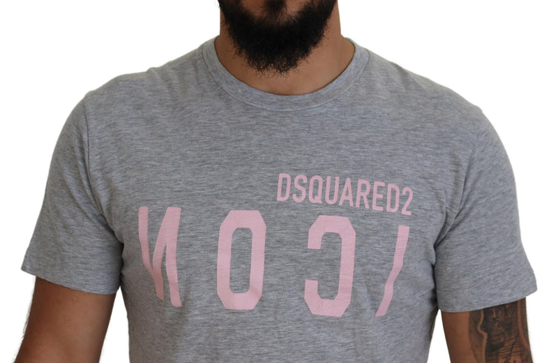 T-shirt à manches courtes et col rond en coton gris avec logo Dsquared²