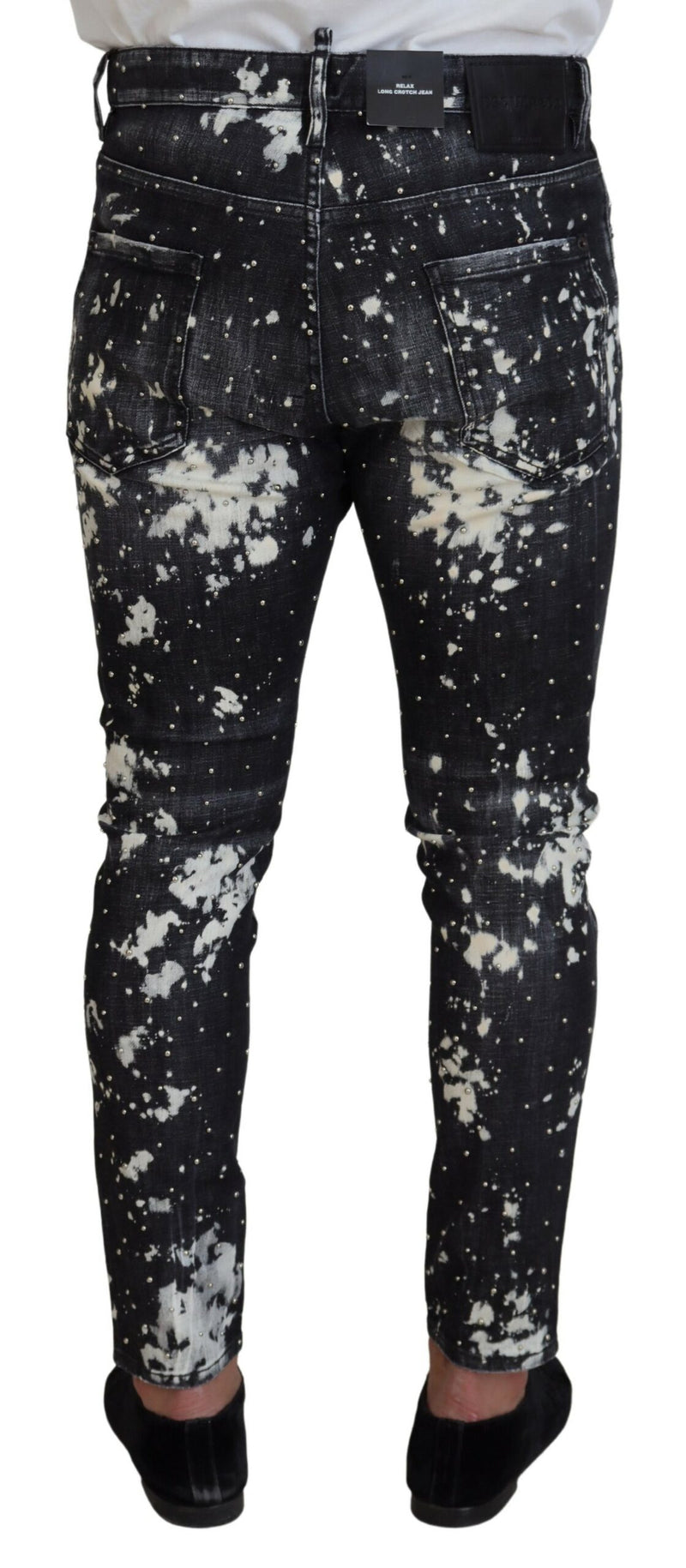 Jeans skinny en jean gris lavé avec imprimé blanc éclaboussé de Dsquared²