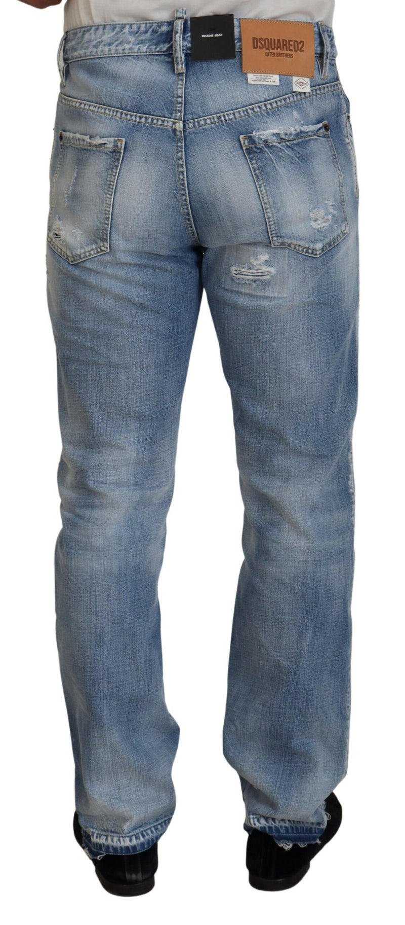 Jeans en jean délavé bleu, coupe droite, pour homme, Dsquared²