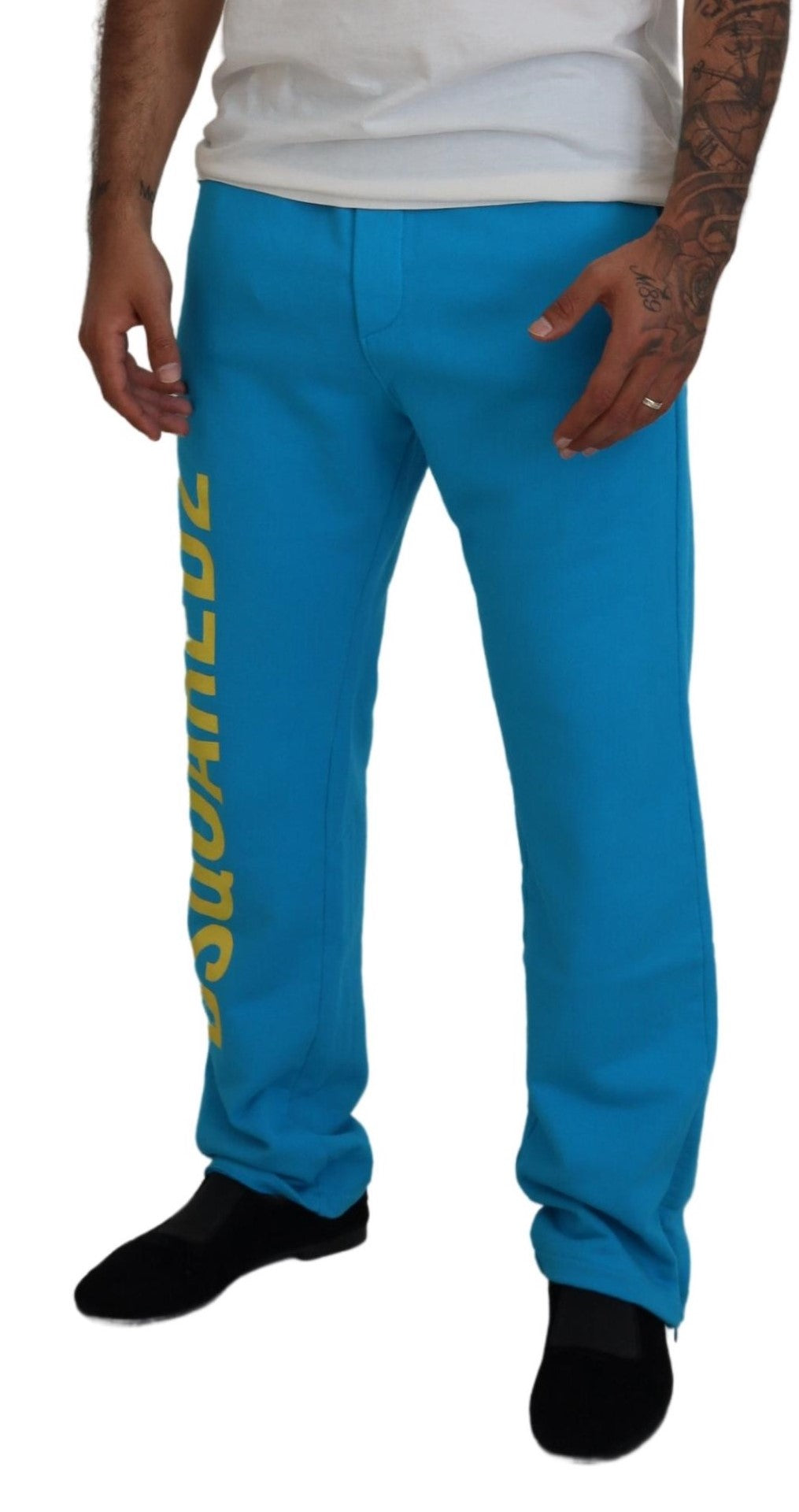 Pantalon décontracté Dsquared² en coton bleu clair avec imprimé du logo.