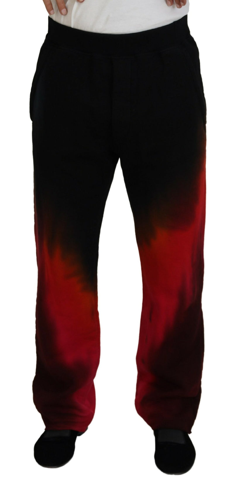 Pantalon décontracté Dsquared² en coton noir et rouge avec imprimé du logo.
