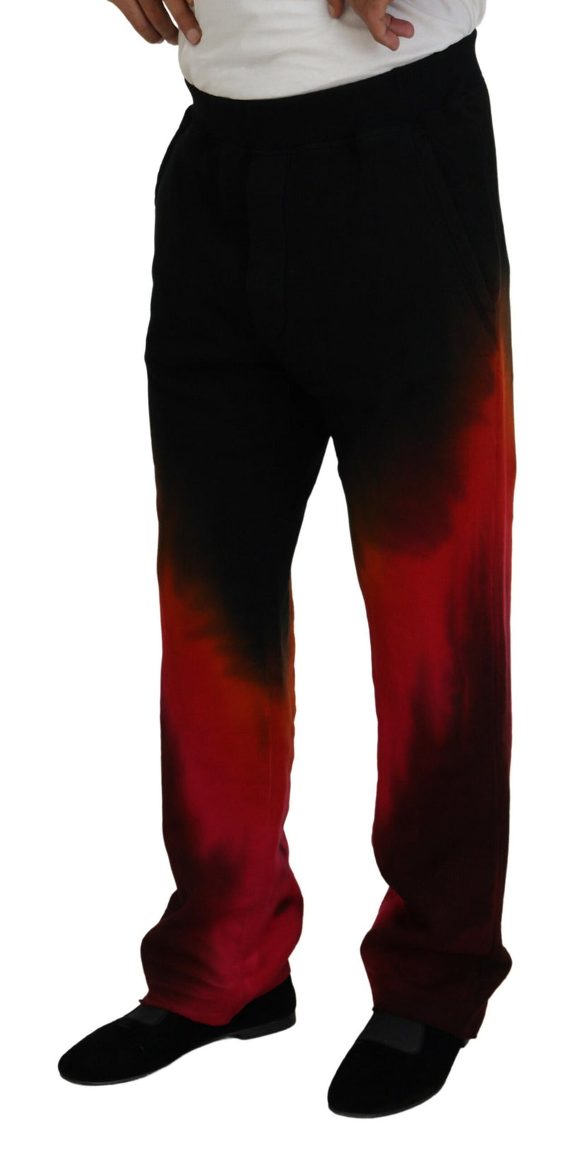 Pantalon décontracté Dsquared² en coton noir et rouge avec imprimé du logo.