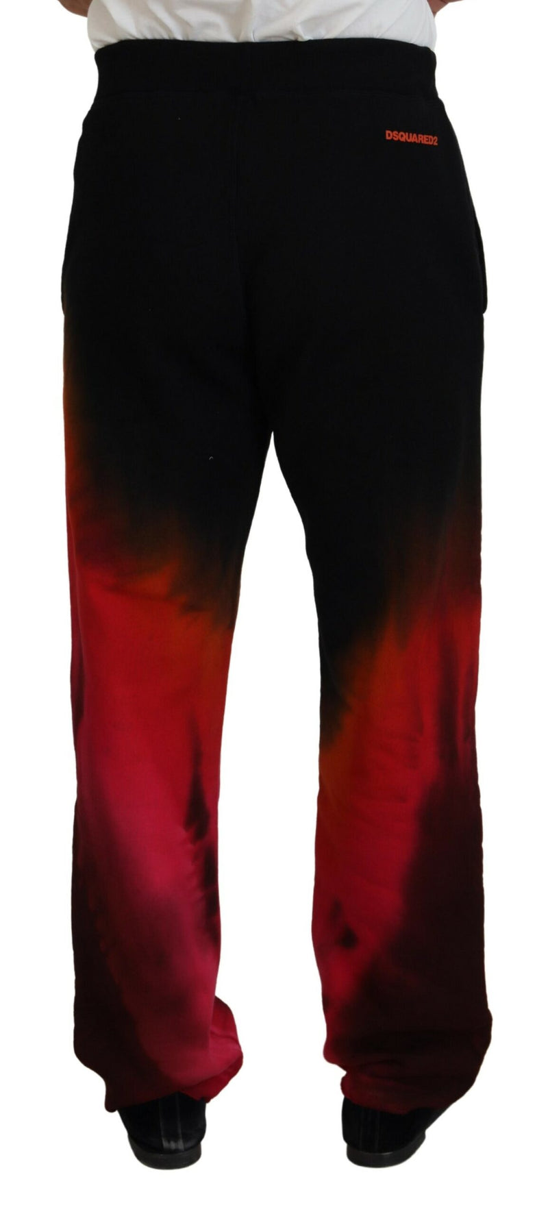 Pantalon décontracté Dsquared² en coton noir et rouge avec imprimé du logo.