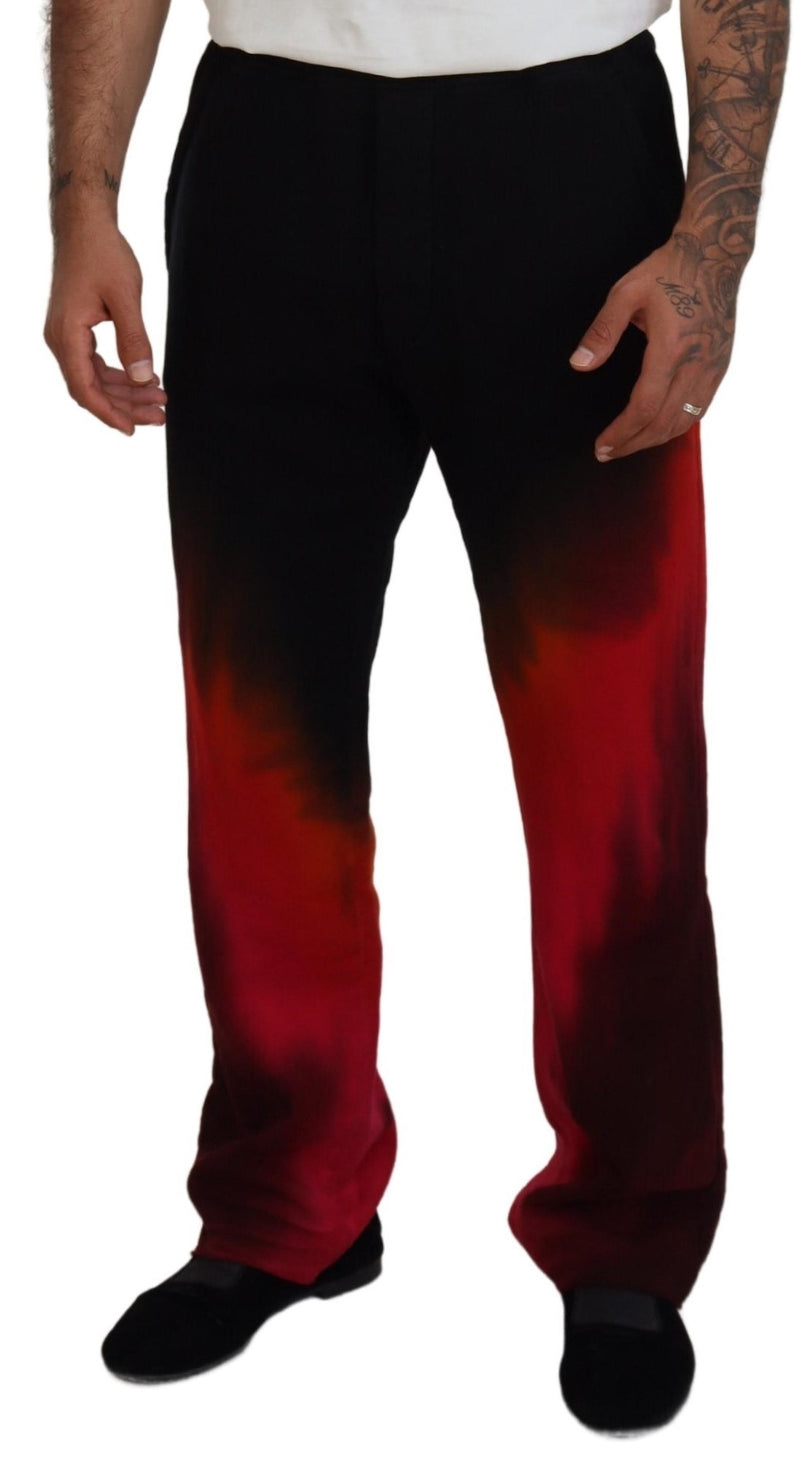 Pantalon décontracté Dsquared² en coton noir et rouge avec imprimé du logo.