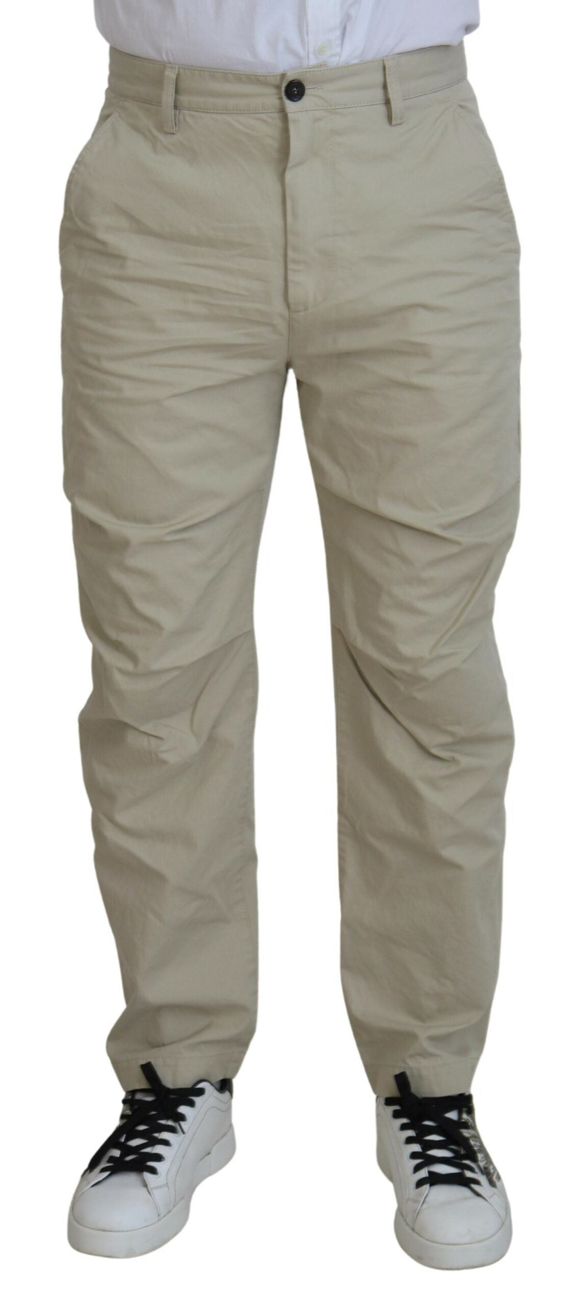 Pantalon décontracté droit en coton beige pour homme de Dsquared²