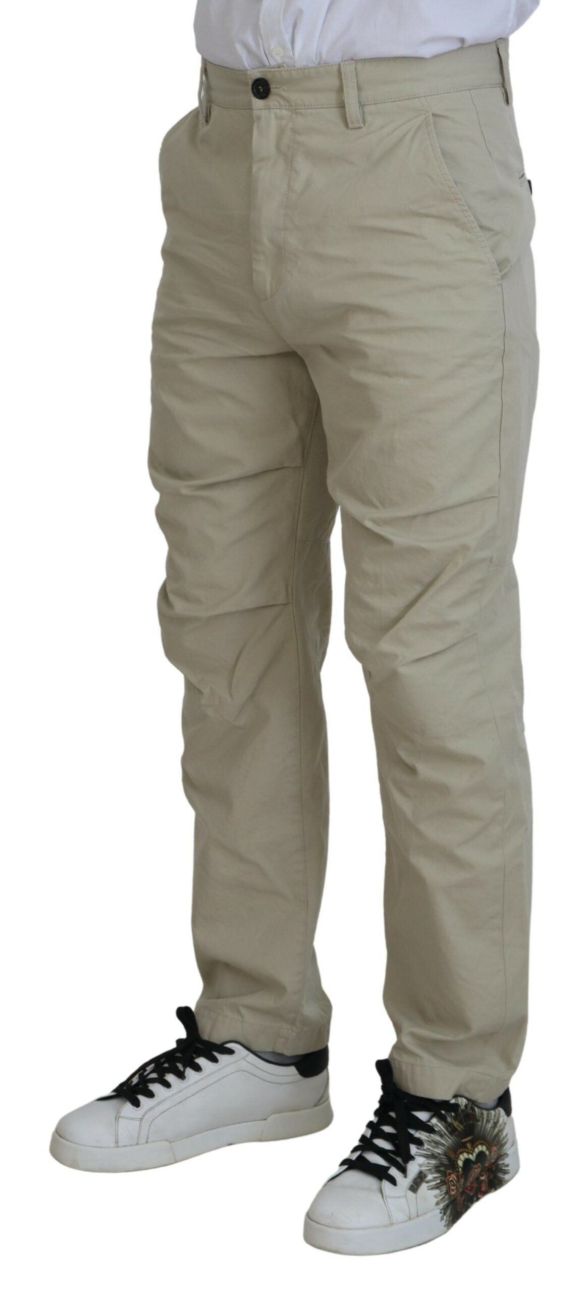 Pantalon décontracté droit en coton beige pour homme de Dsquared²