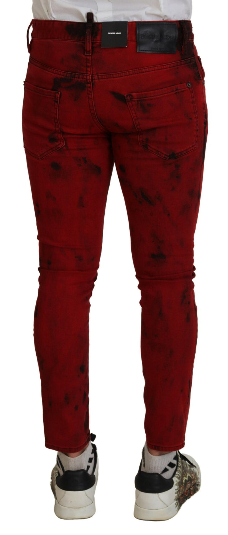 Jeans décontractés skinny en jean à effet tie-dye en coton rouge de Dsquared²