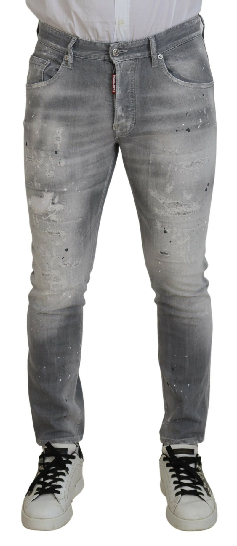 Jean en coton délavé gris, coupe slim et décontractée pour homme de Dsquared²