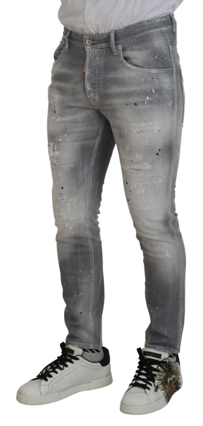Jean en coton délavé gris, coupe slim et décontractée pour homme de Dsquared²