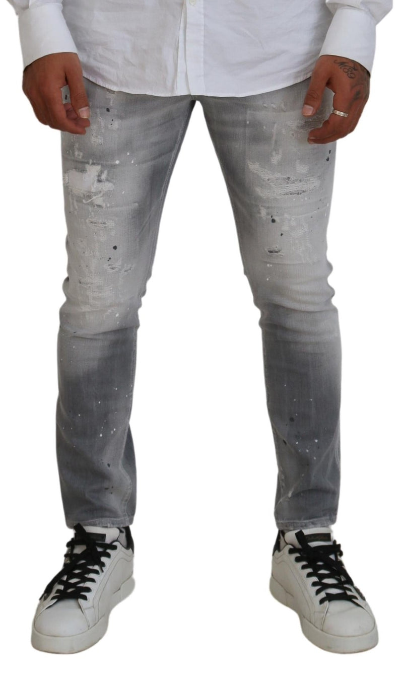 Jean en coton délavé gris, coupe slim et décontractée pour homme de Dsquared²
