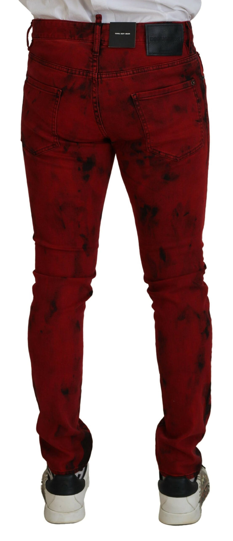 Jeans décontractés skinny en coton rouge tie-dye pour homme de Dsquared²