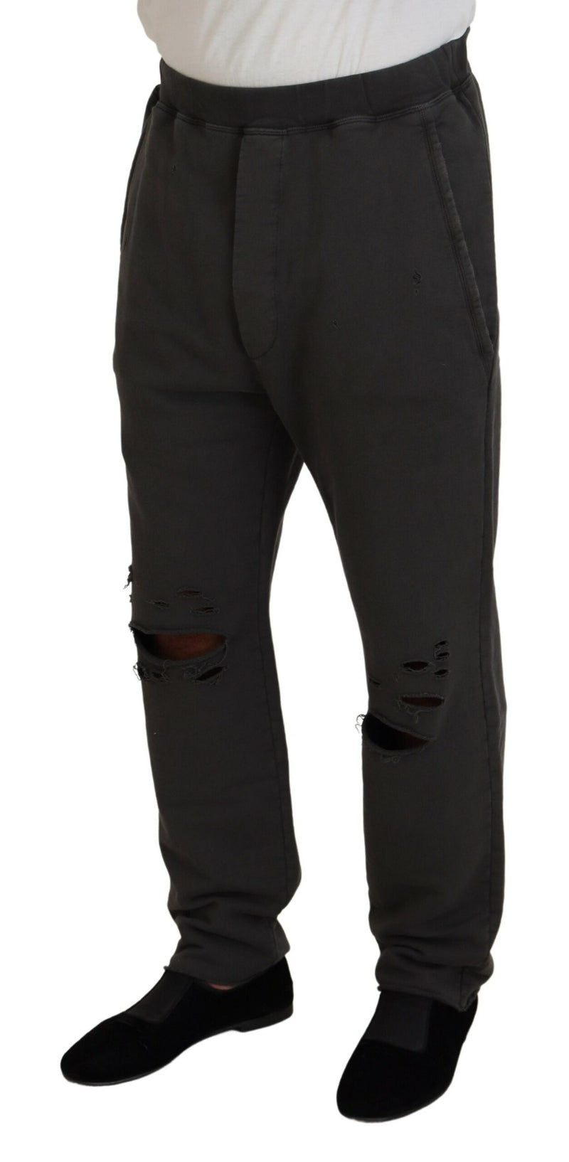 Pantalon décontracté déchiré en coton gris foncé pour homme de Dsquared²