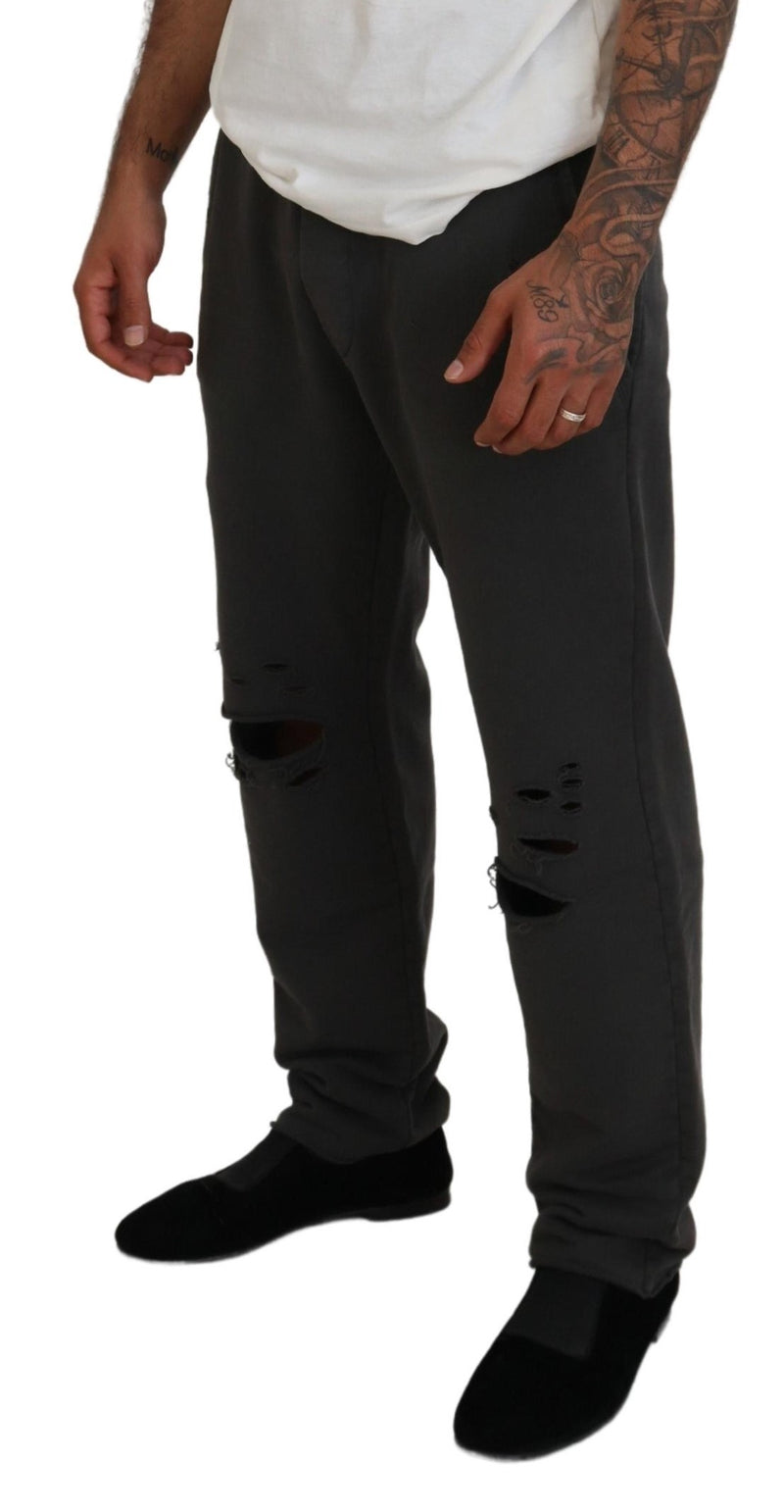 Pantalon décontracté déchiré en coton gris foncé pour homme de Dsquared²