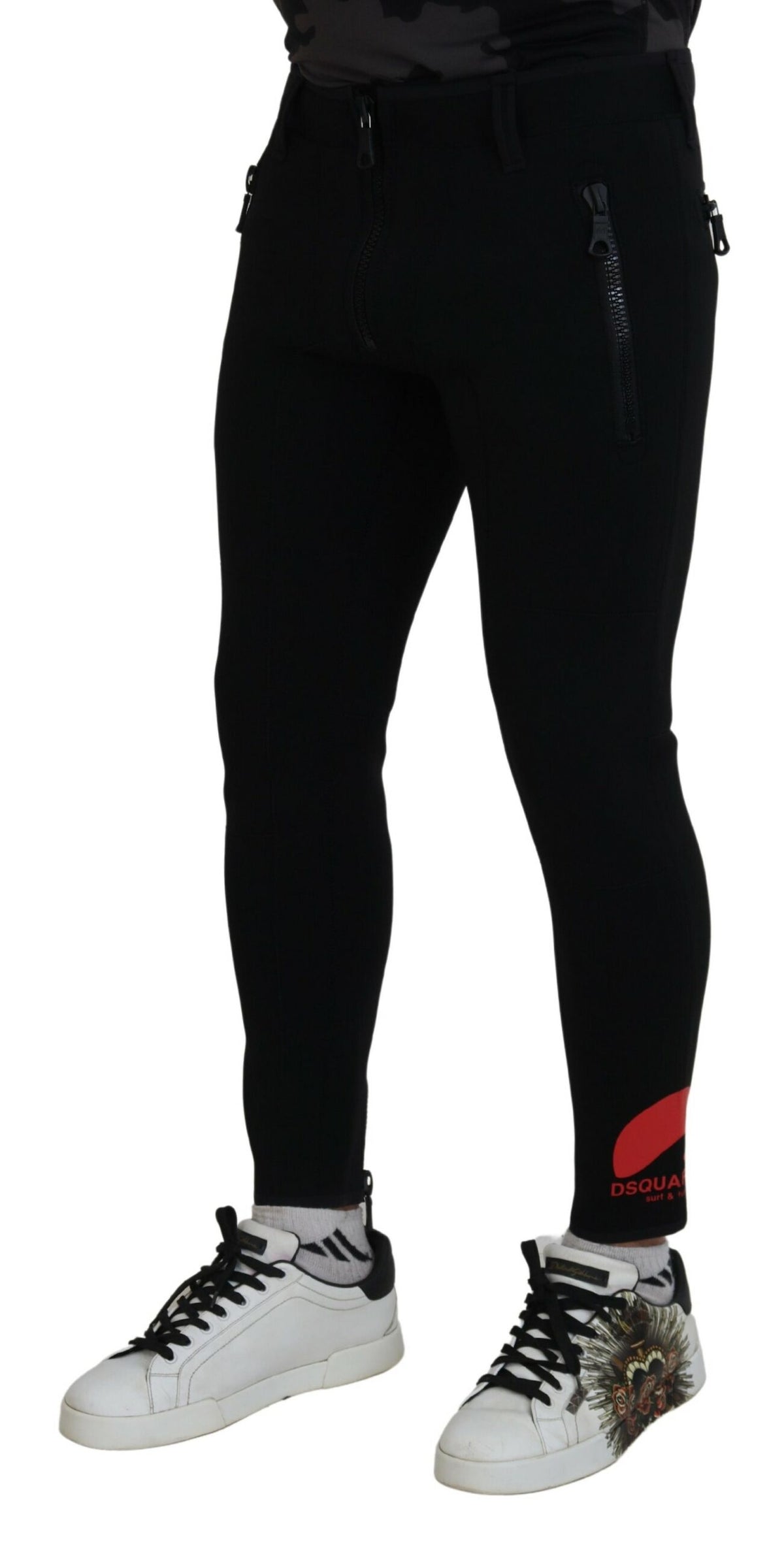 Pantalon slim à imprimé logo en polyamide avec logo au dos de Dsquared²