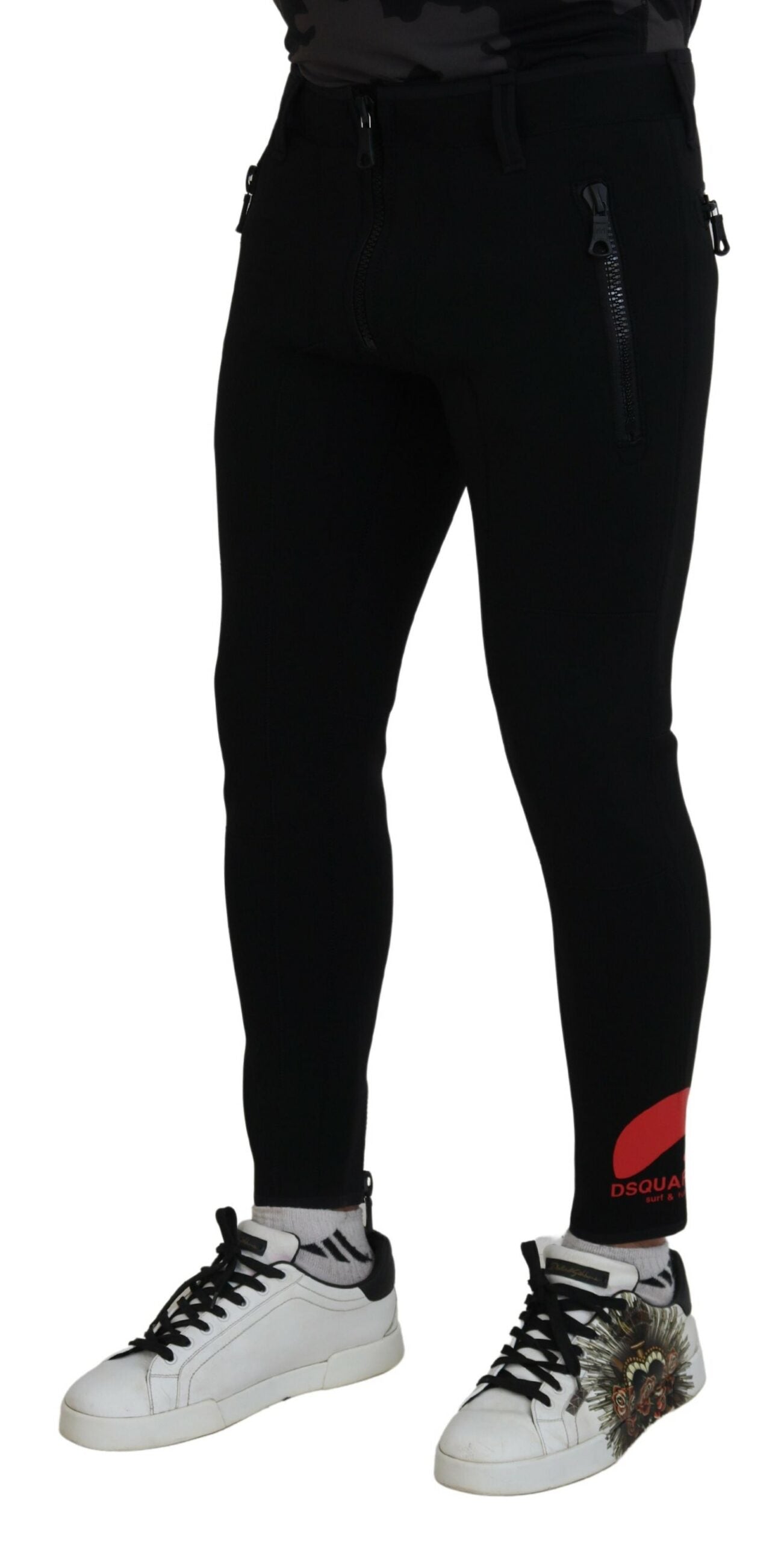 Pantalon slim à imprimé logo en polyamide avec logo au dos de Dsquared²