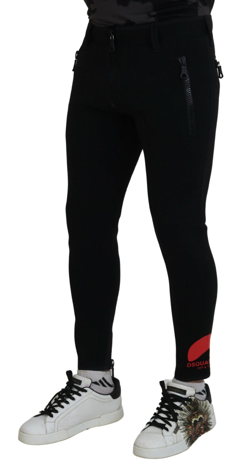 Pantalon slim à imprimé logo en polyamide avec logo au dos de Dsquared²
