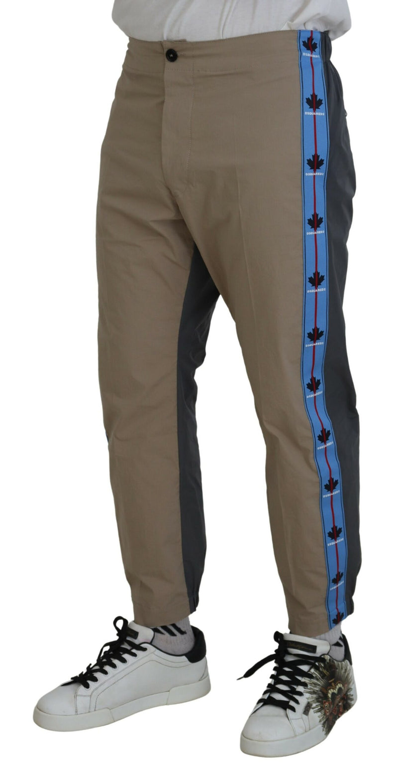 Pantalon décontracté homme Dsquared² en coton, bicolore brun et gris.