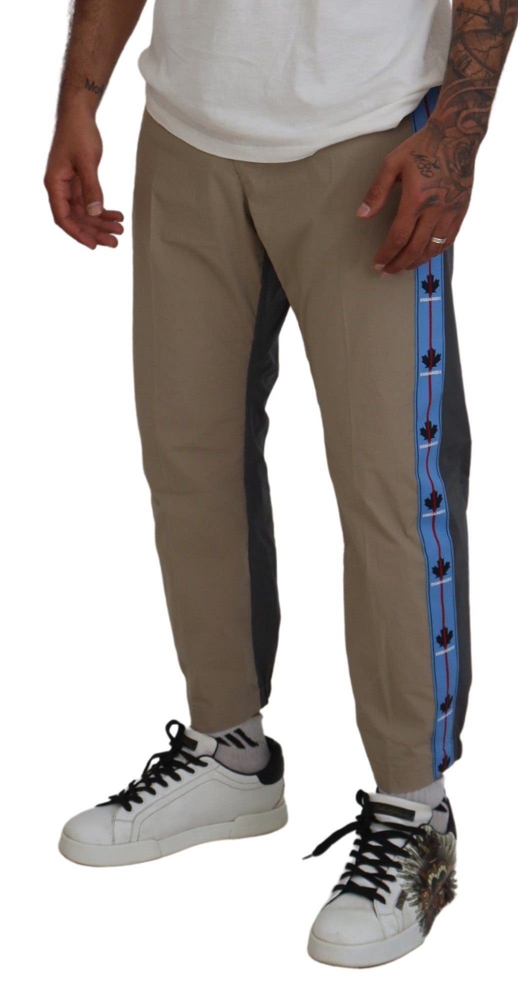 Pantalon décontracté homme Dsquared² en coton, bicolore brun et gris.