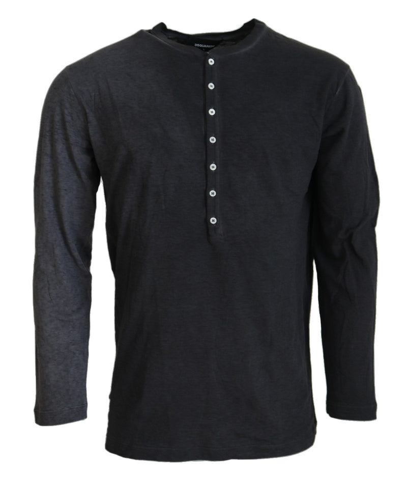 Pull en coton et lin noir à manches longues de Dsquared²