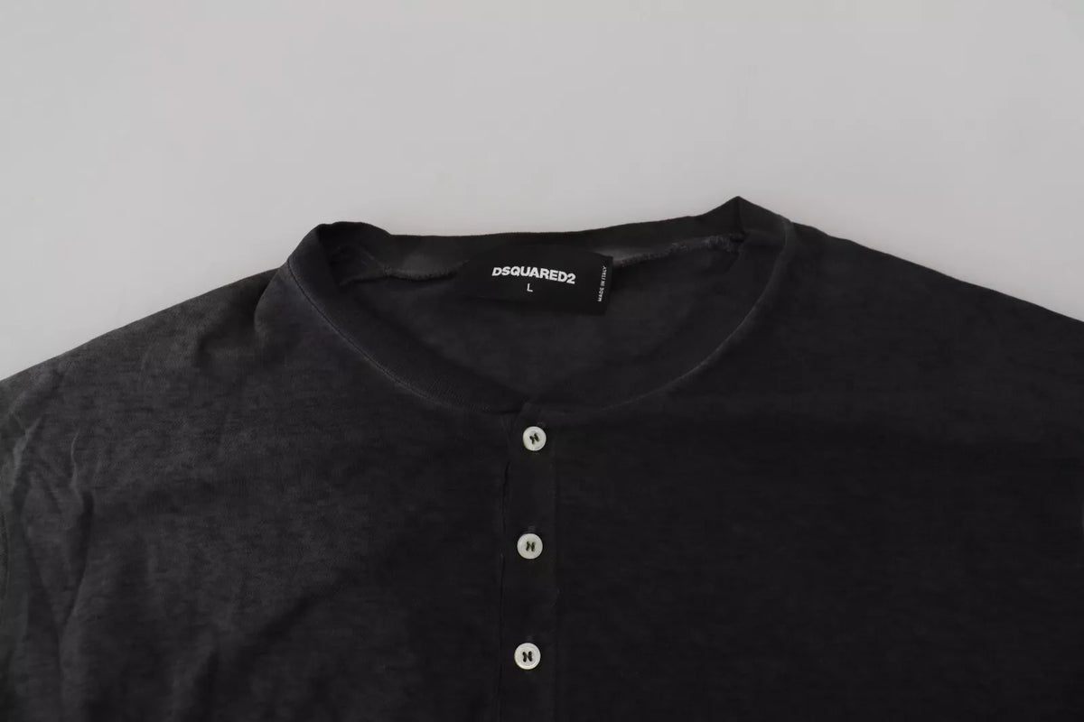 Pull en coton et lin noir à manches longues de Dsquared²