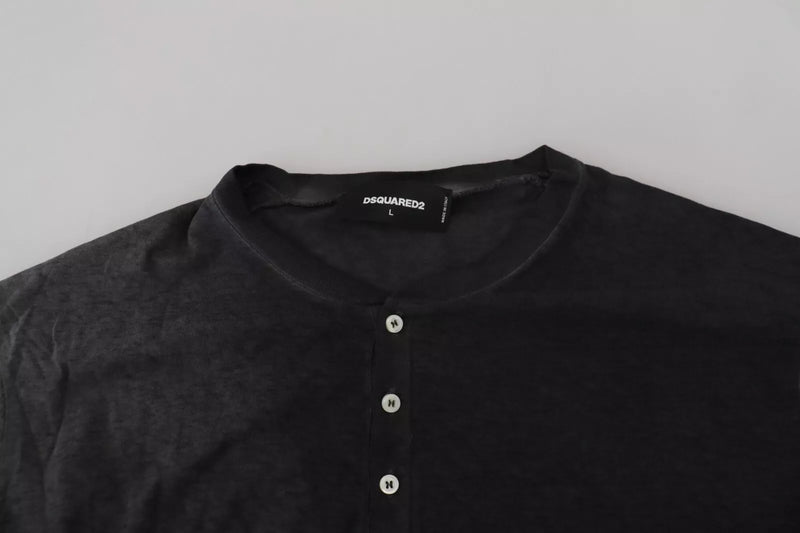 Pull en coton et lin noir à manches longues de Dsquared²