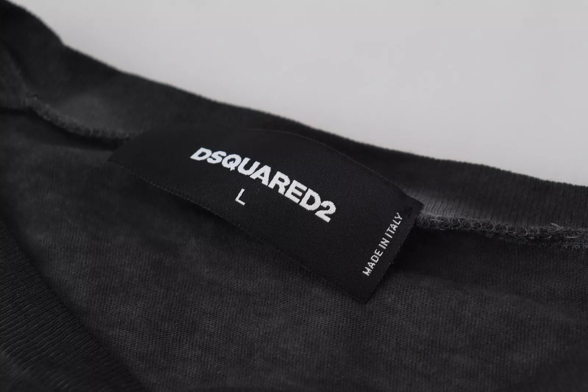 Pull en coton et lin noir à manches longues de Dsquared²