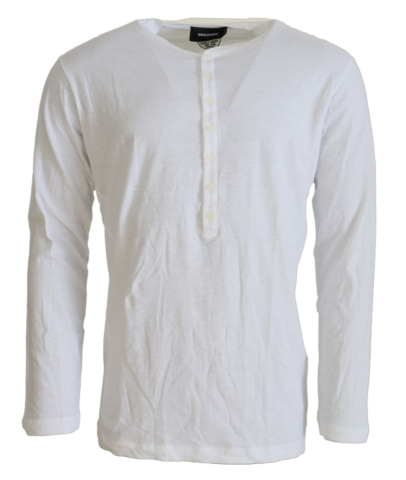 Pull en coton et lin blanc à manches longues Dsquared²